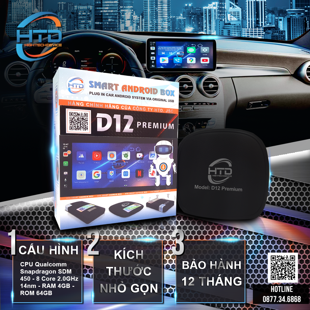 Android box ô tô D12 Premium